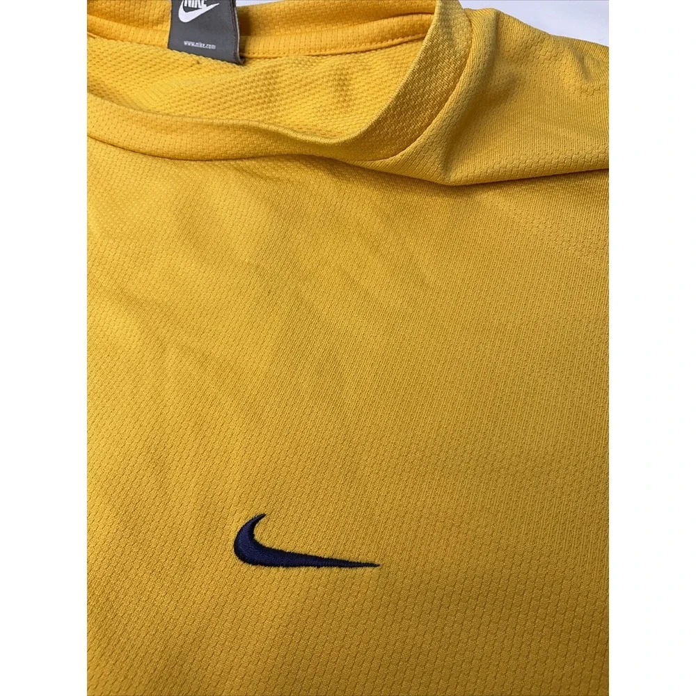Vintage Nike Shirt Men Sz 2XL Crewneck Tee Embroidered Mini Swoosh Yellow Y2K